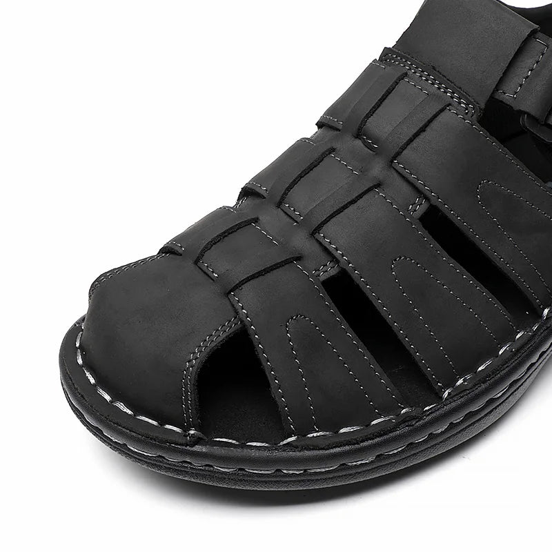 First-Layer Cowhide Men's Sports Sandals, Open-Toe Outdoor Non-Slip Sandals, Casual Men's Shoes, Outdoor Fashion Beach Shoes, Light and Comfortable, Can Be Worn by Men and Women, Suitable for Outdoor Hiking, Travel, Work - Buy online at  Vibe In Cart.