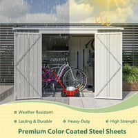 LZBEITEM 6 x 8 FT Metal Outdoor Storage Shed, Garden Tool Storage House with 2 Lockable Door for Backyard, Patio, Lawn, Gray - Buy online at  Vibe In Cart.