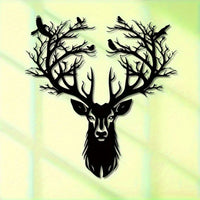 1-Piece 15.75×14.72-Inch Deer-Tree Metal Wall Sculpture | Halloween & Christmas Gift, Metal-Carved Indoor/Outdoor Decor - Buy online at  Vibe In Cart.
