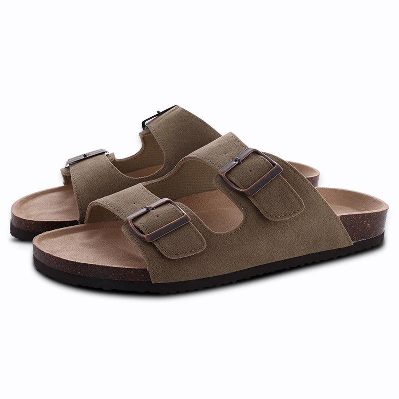 Men's Arch Support Slides Sandals With Adjustable Buckle