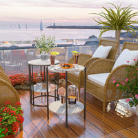 LUVODI 2-Tier Round Coffee End Tables Sofa Side Table Plant Stand with Storage Shelf Metal Frame for Living Room Bedroom - Buy online at  Vibe In Cart.