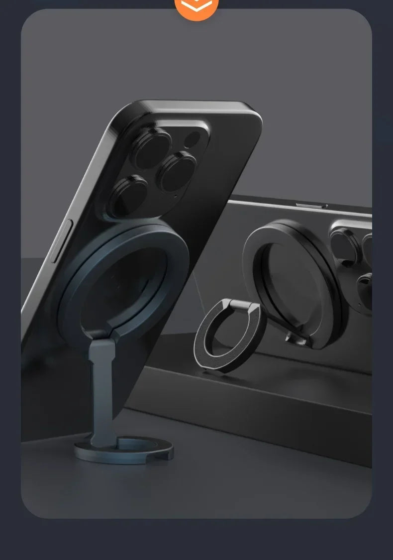 Universal Double Sided Magnetic Phone Ring Holder with Folding Stand