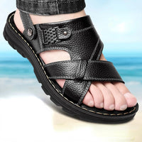 Men's Casual Slip-On Sandals with Low Heel and PU Insole