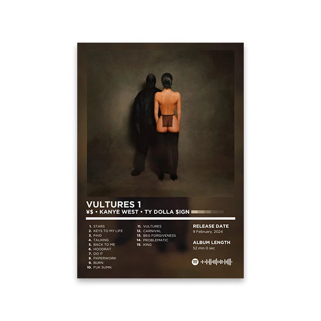 Unframed Retro Rapper Album Cover Canvas Wall Art Print