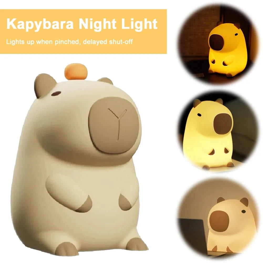 GGbingo Rechargeable Cute Capybara Night Light Novelty Dimmable Nursery Nightlight Touch Lamp Silicone Pat Lamp for Kids Room - Buy online at  Vibe In Cart.