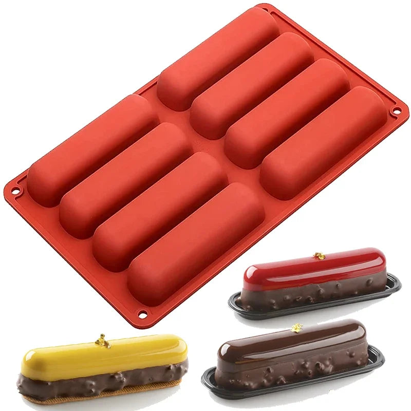 8 Cavity Silicone Cake Mold 3D Long Strip Silione Molds Mousse Cake Silicone Baking Molds French Dessert Chocolate Mold Bakeware - Buy online at  Vibe In Cart.