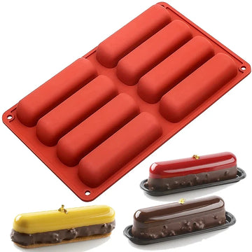 8 Cavity Silicone Cake Mold 3D Long Strip Silione Molds Mousse Cake Silicone Baking Molds French Dessert Chocolate Mold Bakeware - Buy online at  Vibe In Cart.