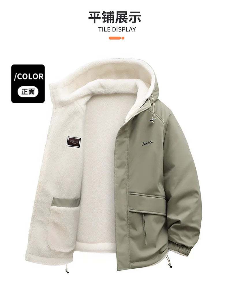 Reversible Winter Lamb  Fleece Hooded Jacket Streetwear Men Women Reversible Cotton Jackets Casual Zipper Thick Warm Coat - Buy online at  Vibe In Cart.