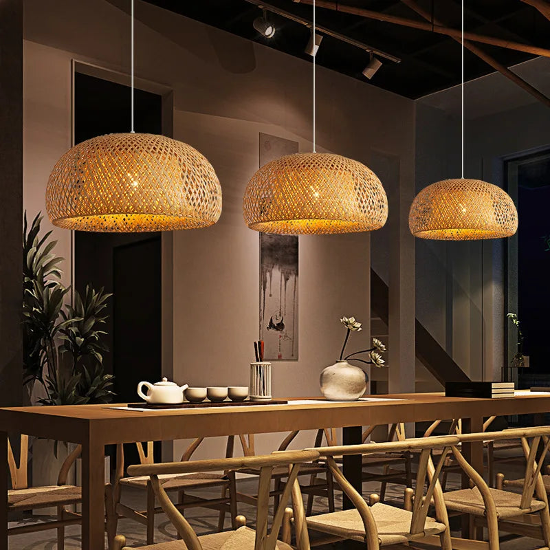 Bamboo Lantern 30cm Pendant Lamp Natural Rattan Wicker E27 LED Chandeliers Hand-Woven Lampshades Lighting Fixture Hanging Light - Buy online at  Vibe In Cart.