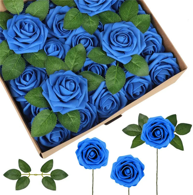 Artificial Foam Rose Flowers Bouquet Set, 10-100 Pieces
