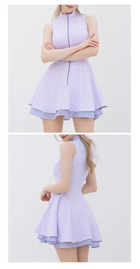 Fashion Tennis Golf Clothing Ladies Sleeveless Lace Sports Dress Quick Dry Half Zip Slim Dresses Woman Girls Sports Jersey Skirt