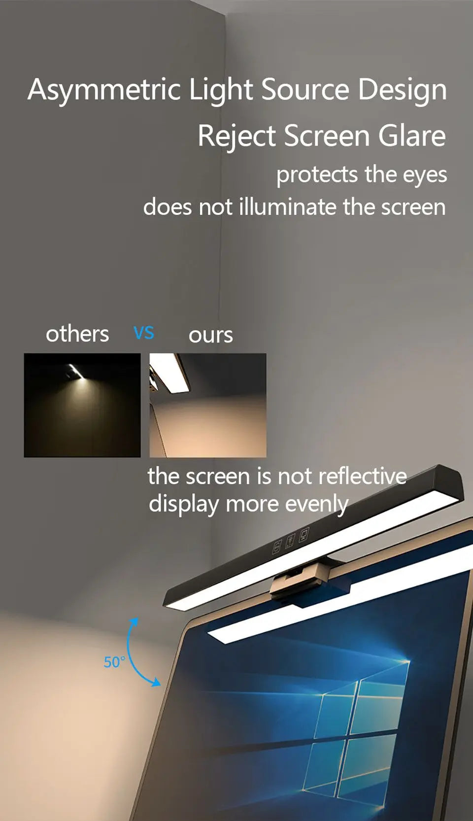 LED Desk Lamp for Monitor with RGB Backlight and Touch Controls