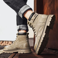 Luxury Brand Outdoor Men's Boots High-Top Leather Hiking Boots Classic Male Ankle Shoes Motocross Sneakers Casual Leather Shoes - Buy online at  Vibe In Cart.