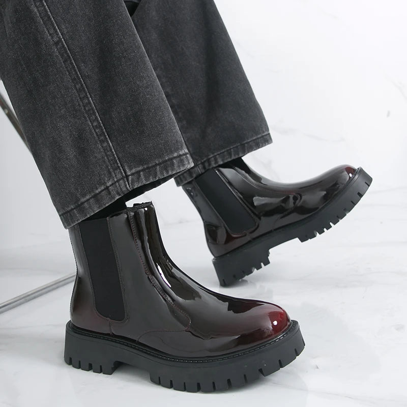 Men Chelsea Boots PU Thick Soled Round Toe Classic Comfortable Men High Top Boots - Buy online at  Vibe In Cart.