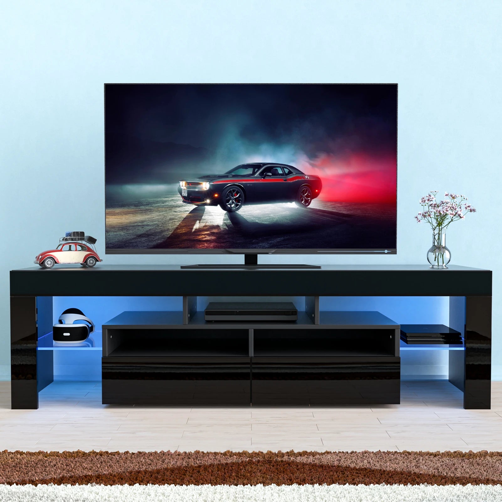LED TV Stand for Living Room w/20 Colors Lights & Storage Shelf High Gloss TV Cabinet with Large Drawers for Gameroom/Bedroom - Buy online at  Vibe In Cart.