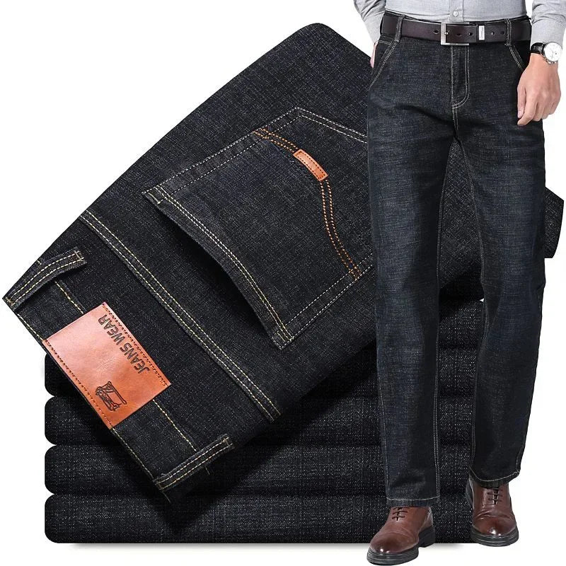 Men's Straight Leg Stretch Denim Jeans for Casual Wear