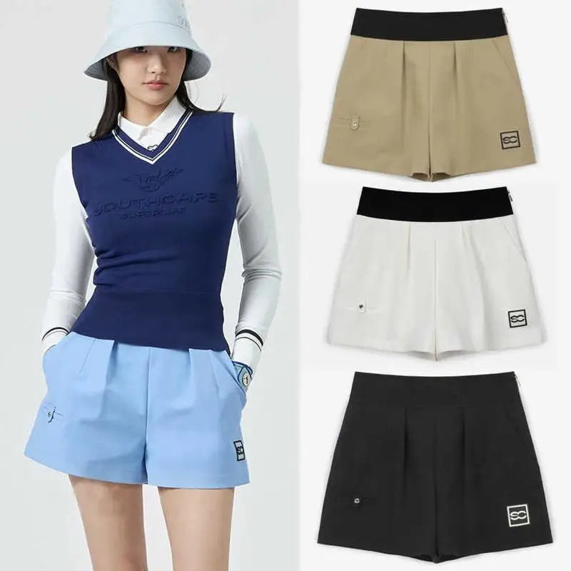 New Korean Golf Women's Outdoor Sports Versatile Quick-Dry High-Waisted Slim-Fit Elastic Waist Slimming Shorts