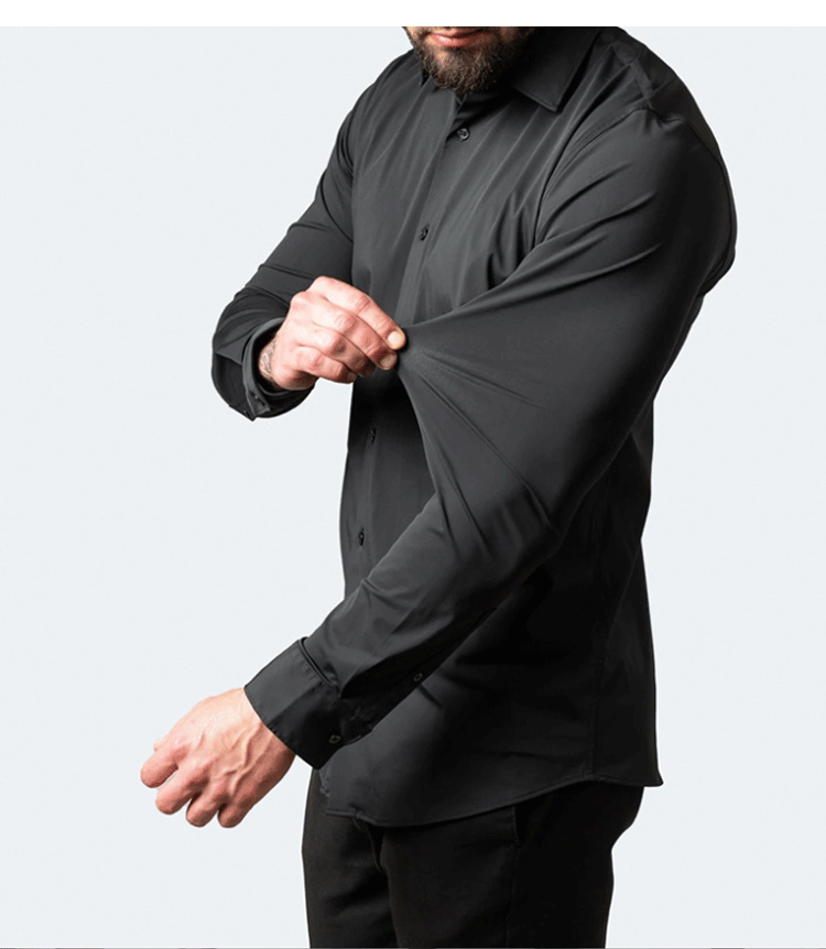 6xl New summer black men's shirt elastic force non-iron long-sleeved business casual shirt solid color mercerized vertical - Buy online at  Vibe In Cart.