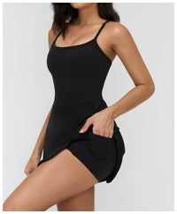 Tennis Dress with Shorts Underneath Women Golf Wear Above Knee Length White Sport Dresses with Shorts Outfit Fitness Workout