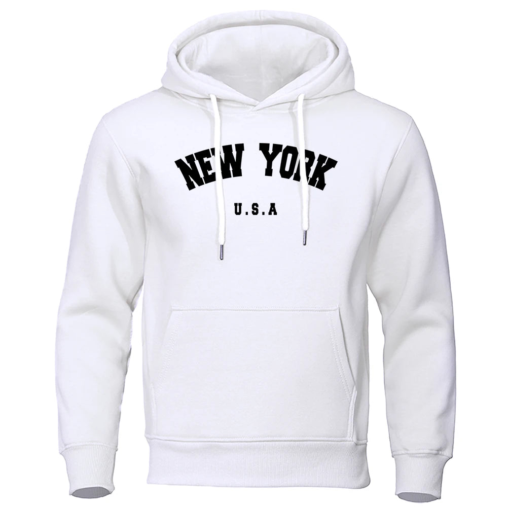 NEW YORK Letter U.S.A City Print Hoody Men Fashion Casual Long Sleeves Hooded Loose Oversize Pullover Hoodie Street Sweatshirt - Buy online at  Vibe In Cart.
