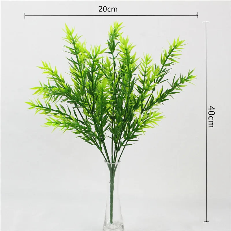 Artificial Plastic Fern Grass Plants for Home and Wedding Decor, Green