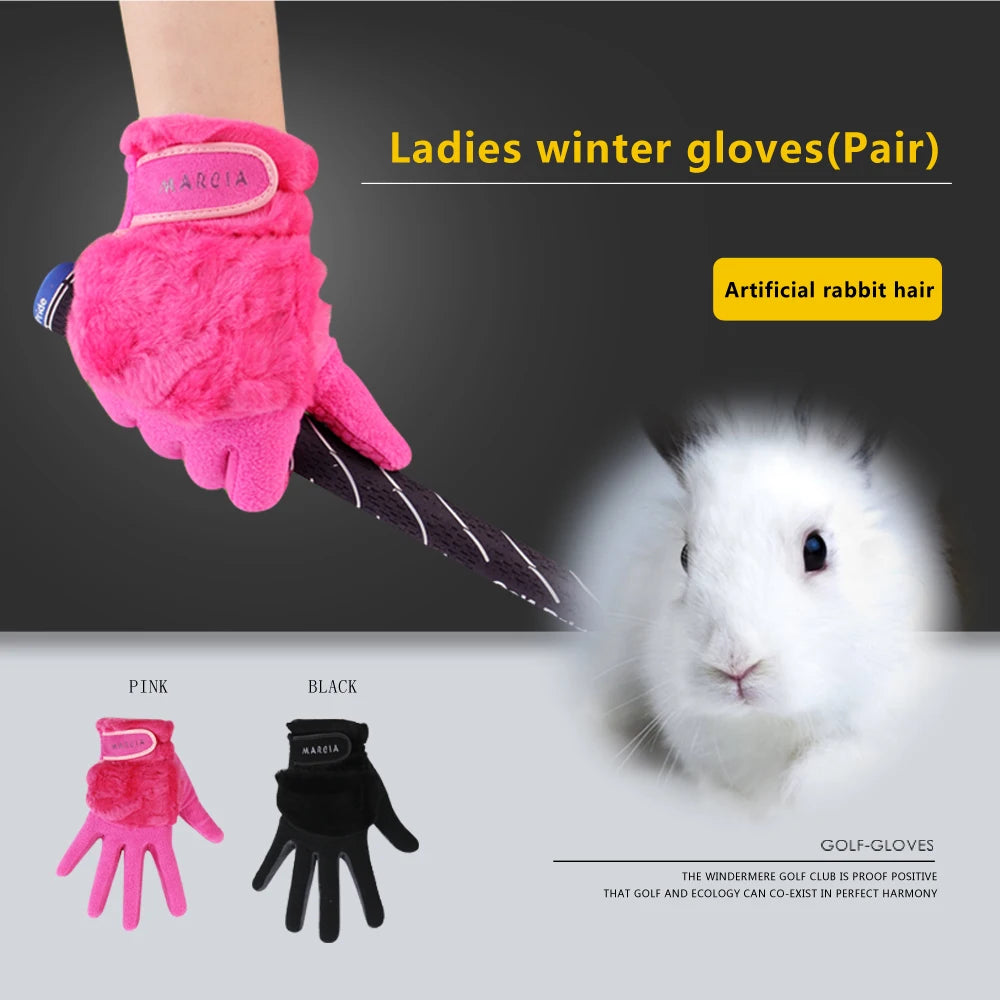 1Pair Fashion Women Winter Warm Gloves Faux Fur Suede Golf Gloves Thick Plus Velvet Anti-slip Female Driving Skiing Gloves - Buy online at  Vibe In Cart.