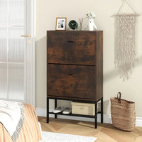 Sturdy Shoe Storage Cabinet, Freestanding Organizer with 2 Drawers, Adjustable Shelves, Slim Shoe Rack for Home Entryways in Rus - Buy online at  Vibe In Cart.