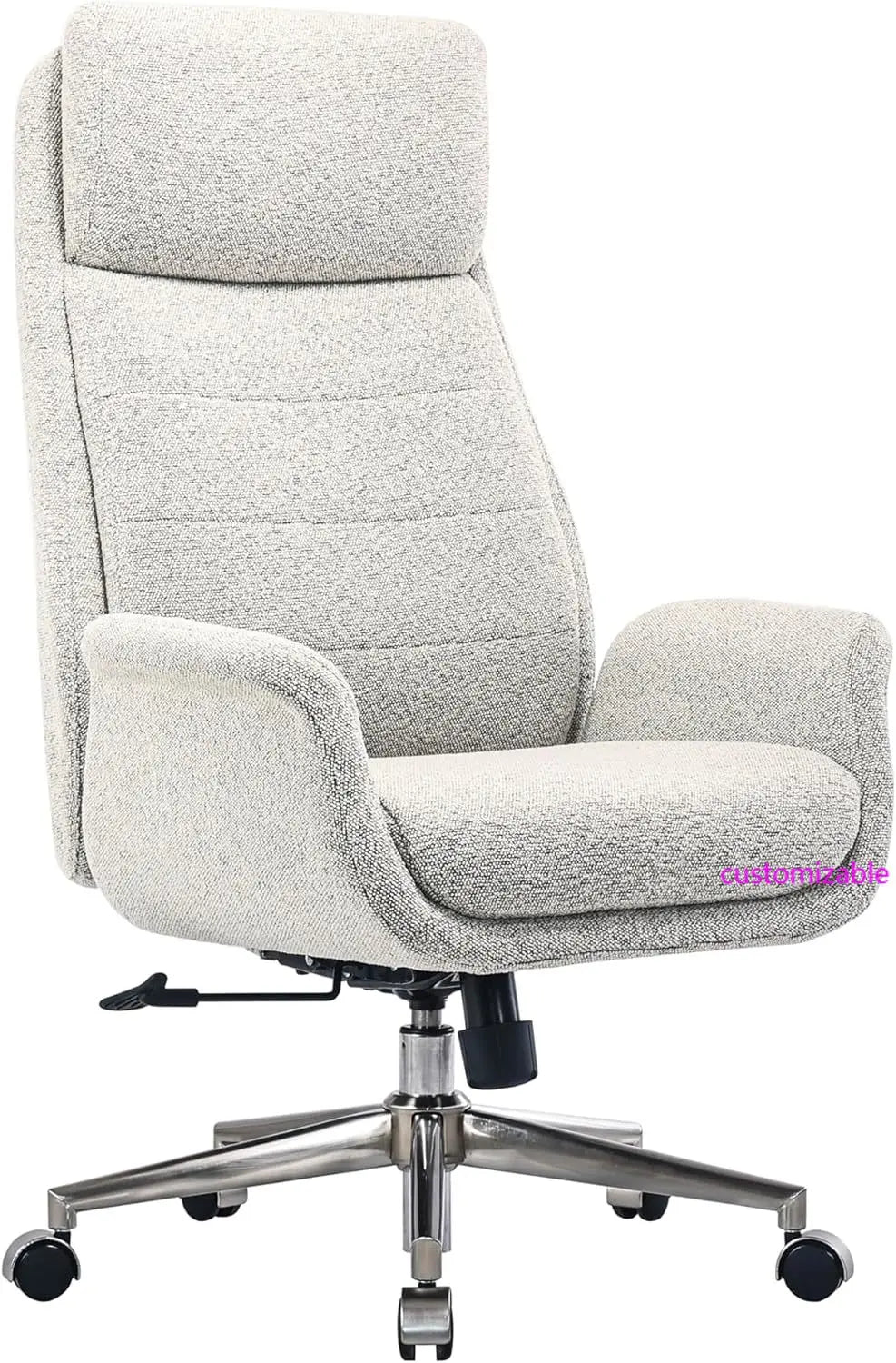 Modern Comfort Pizana Bouclé Fabric High-Back Executive Office Chair, Light Sand/Brushed Nickel, BIFMA Compliant - Buy online at  Vibe In Cart.