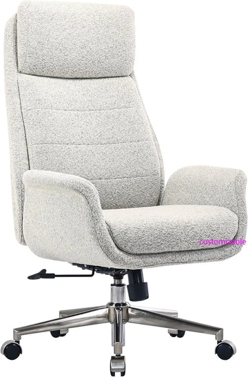Modern Comfort Pizana Bouclé Fabric High-Back Executive Office Chair, Light Sand/Brushed Nickel, BIFMA Compliant - Buy online at  Vibe In Cart.