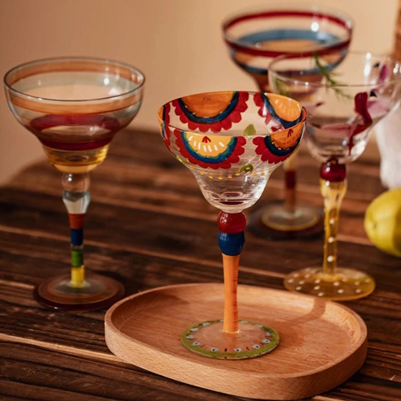 Handmade Colorful Margarita & Champagne Cocktail Glasses Set Creative Design for Home Bar Wedding Party Elegant Unique Drinkware - Buy online at  Vibe In Cart.