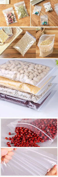 100 Piece Clear Plastic Zipper Storage Bags for Jewelry and Food
