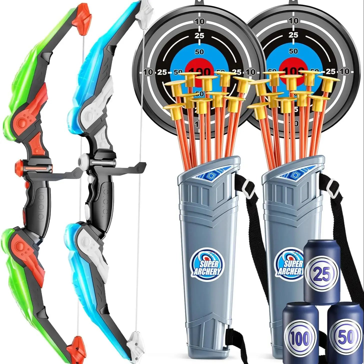 Kids Bow and Arrow Set, LED Light Up Archery Toys Set for Kids Ages 4-8 8-12, with 10 Suction Cup Arrows, Target & Quiver, Boys - Buy online at  Vibe In Cart.