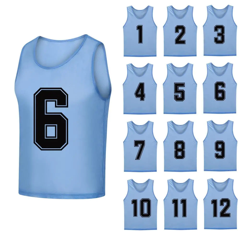 12 PCS Men's Football Pinnies Quick Drying Soccer Jerseys Youth with Numbers Basketball Team Practice Sports Training Vest - Buy online at  Vibe In Cart.