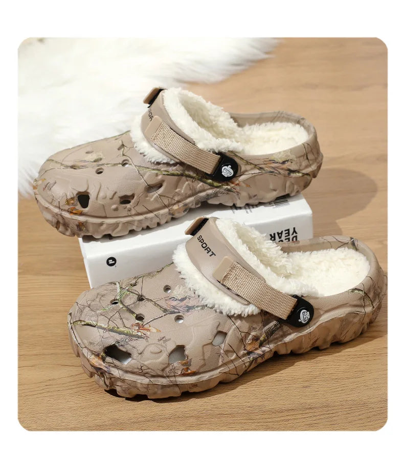 Winter Men Slippers Detachable Warm Furry Home Slippers Casual Outdoor EVA Lightweight Non Slip Perforated Garden Cotton Shoes - Buy online at  Vibe In Cart.