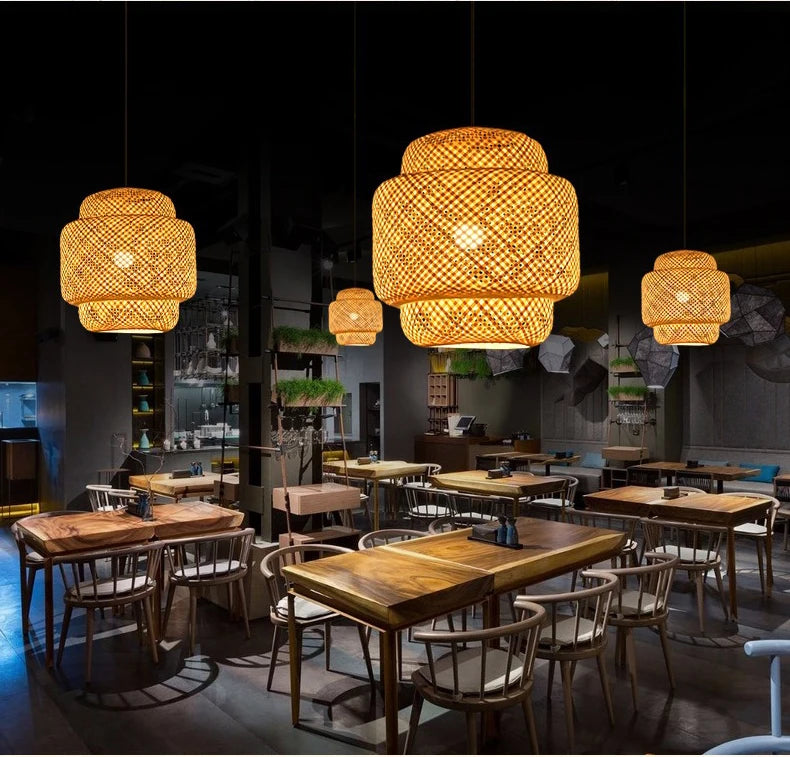 Bamboo Lantern 30cm Pendant Lamp Natural Rattan Wicker E27 LED Chandeliers Hand-Woven Lampshades Lighting Fixture Hanging Light - Buy online at  Vibe In Cart.