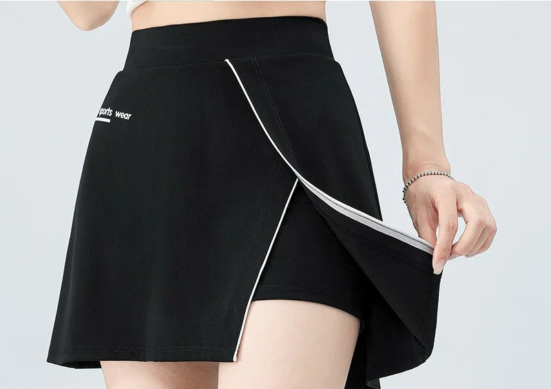 Aiithuug Side Split Golf Skirt with Build-in Shorts Tennis Skirt Short Running Workout Gym Pants Wide Waistband Tummy Control
