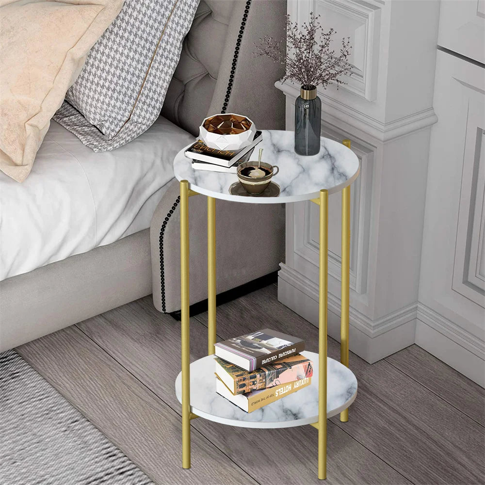 LUVODI 2-Tier Round Coffee End Tables Sofa Side Table Plant Stand with Storage Shelf Metal Frame for Living Room Bedroom - Buy online at  Vibe In Cart.