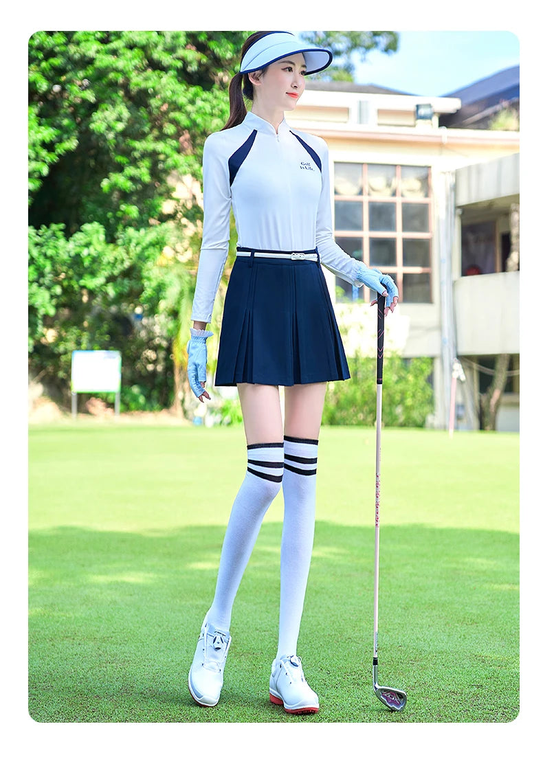 TTYGJ New Golf Skirt Women Spring Autumn Fashion A-lined Skirt Ladies Outdoor Sports Skorts Casual Golf Wear with Inner Shorts