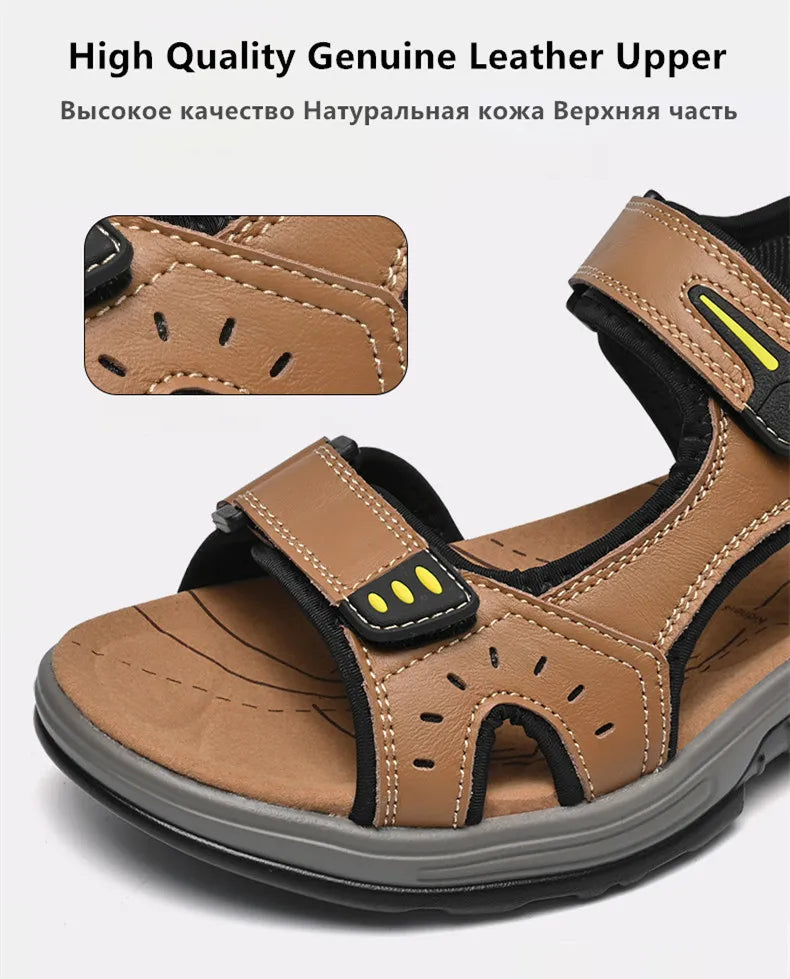 New Summer Genuine Leather Men Sandals Fashion Design Breathable Casual Shoes Men Soft Bottom Outdoor Beach Sandals Big Size 46 - Buy online at  Vibe In Cart.