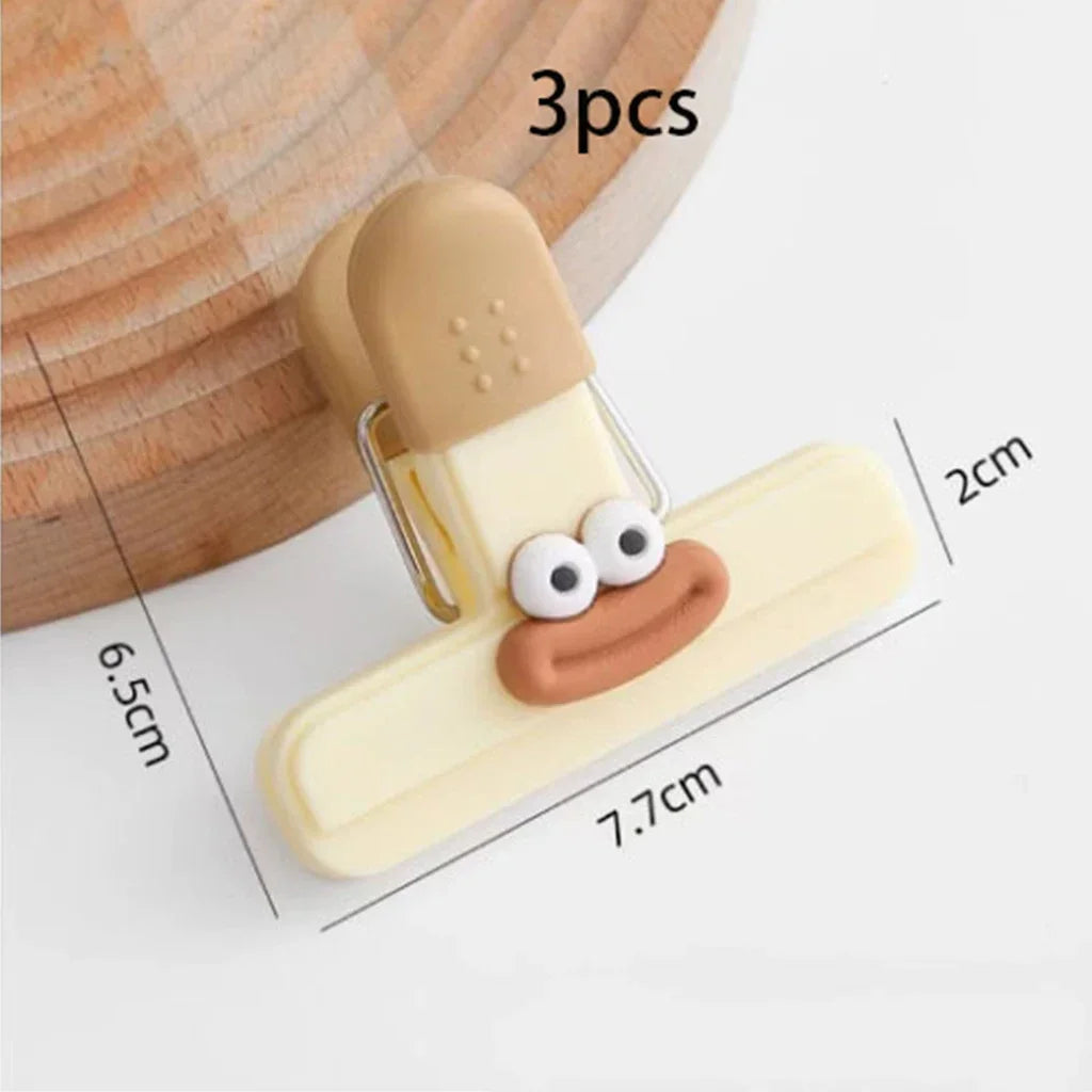 3pcs Creative Face Bag Sealing Clip Food Snack Clip Kitchen Tools Decorative Small Clip Refrigerator Plastic Food Bag Storage - Buy online at  Vibe In Cart.