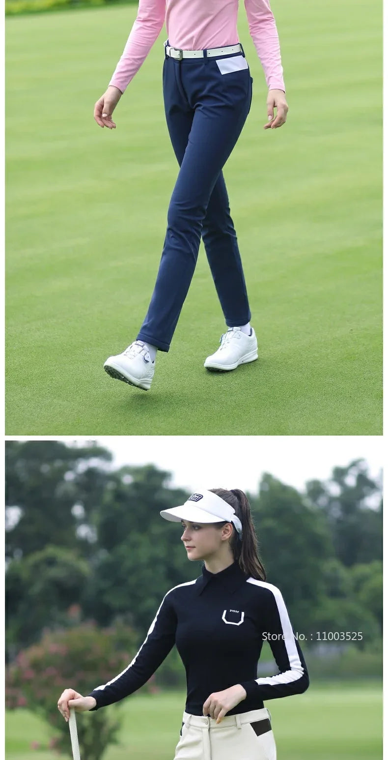 Women's Winter Warm Thick Fleece Golf Pants Straight Full Length