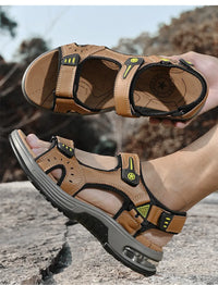 New Summer Genuine Leather Men Sandals Fashion Design Breathable Casual Shoes Men Soft Bottom Outdoor Beach Sandals Big Size 46 - Buy online at  Vibe In Cart.