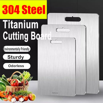 Titanium Cutting Boards for Kitchen Stainless Board 304 Steel Thickened Double Sided Food Grade Portable Fruit Meat Chopping - Buy online at  Vibe In Cart.