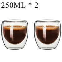 Double Wall High Borosilicate Glass Mug Set, Heat Resistant, 2-18 Pieces