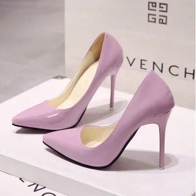 Women Solid Color Pumps Female High Heel Shoes Woman Fashion Patent Leather Sexy Pointed Toe Thin Heel Wedding Shoes - Buy online at  Vibe In Cart.