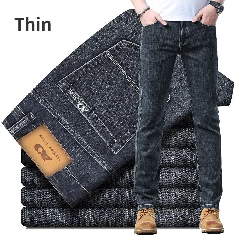 Men's Slim Fit Stretch Denim Casual Jeans for All Seasons