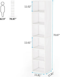 new70.9 Inch Tall Narrow Bookcase, Modern White Corner Bookcase with Storage, 6 Tier Cube Display Shelves for Home Office - Buy online at  Vibe In Cart.