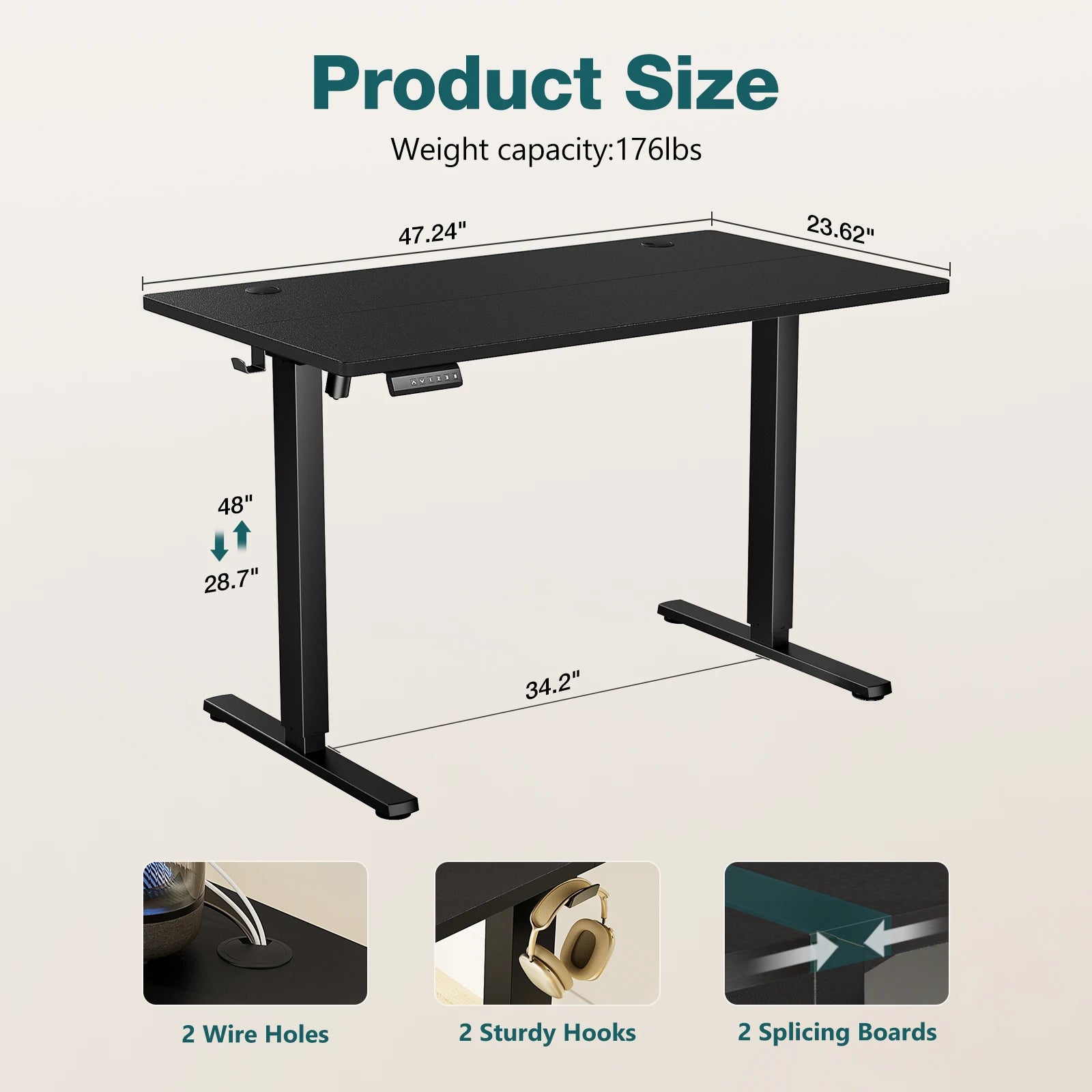 JHK Electric Standing Computer Desk Height Adjustable Workstation Ergonomic Work Table with Metal Frame For Home Office - Buy online at  Vibe In Cart.