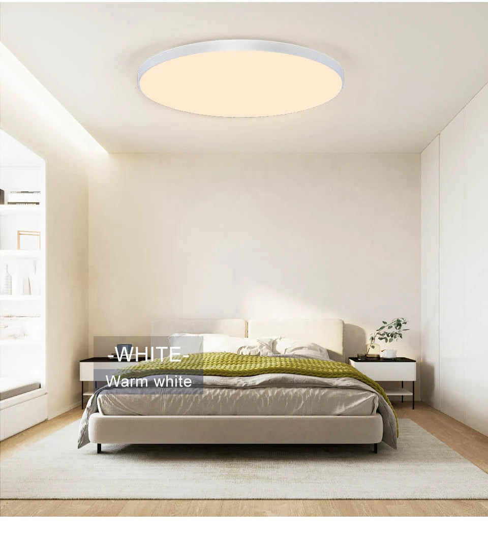Smart LED Ceiling Lamp with Remote Control, Dimmable, White