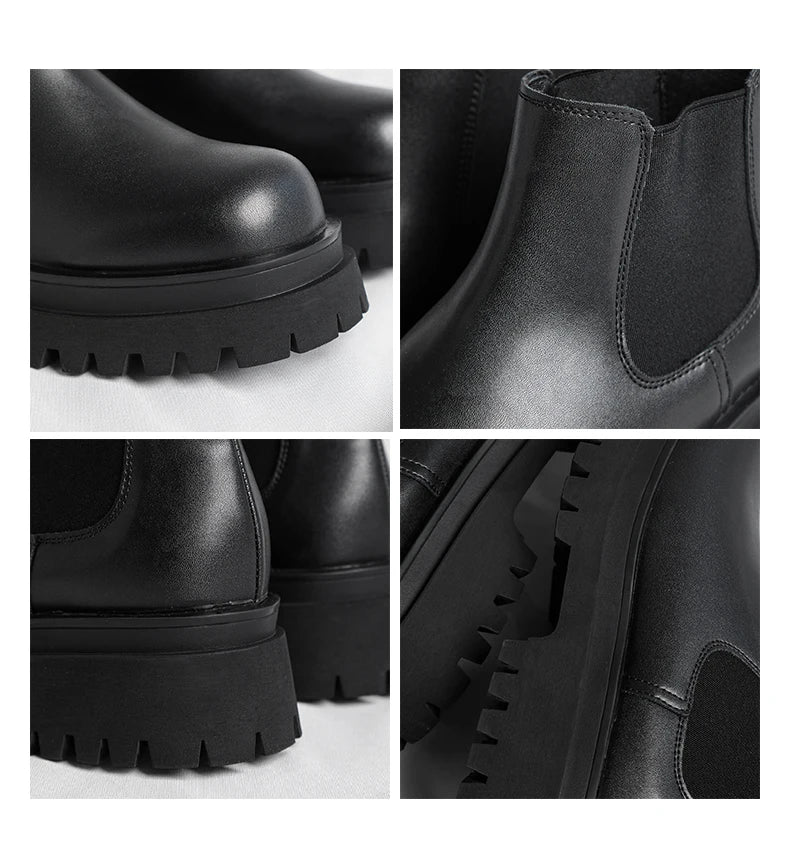 Men's Mid-Calf Chelsea Boots with Slip-On Closure and Medium Heel